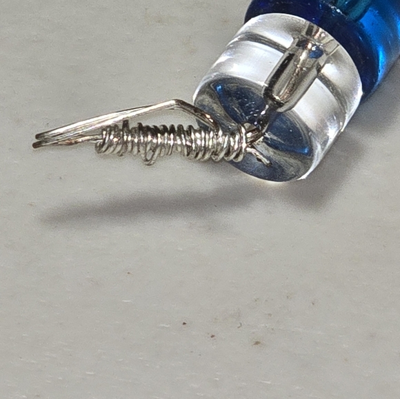 Handmade Wire Blue and Clear Beaded Bracelet - Picture 2 of 4